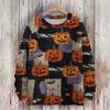 Ladies' Fashionable Casual Long Sleeved Christmas Printed Round Neck Knitted Yarn