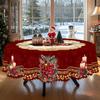 1Pc Vintage Burgundy Christmas Tablecloth With Bell Poinsettia Flower Patterns, Christmas Decor 2025, Christmas Party Decoration