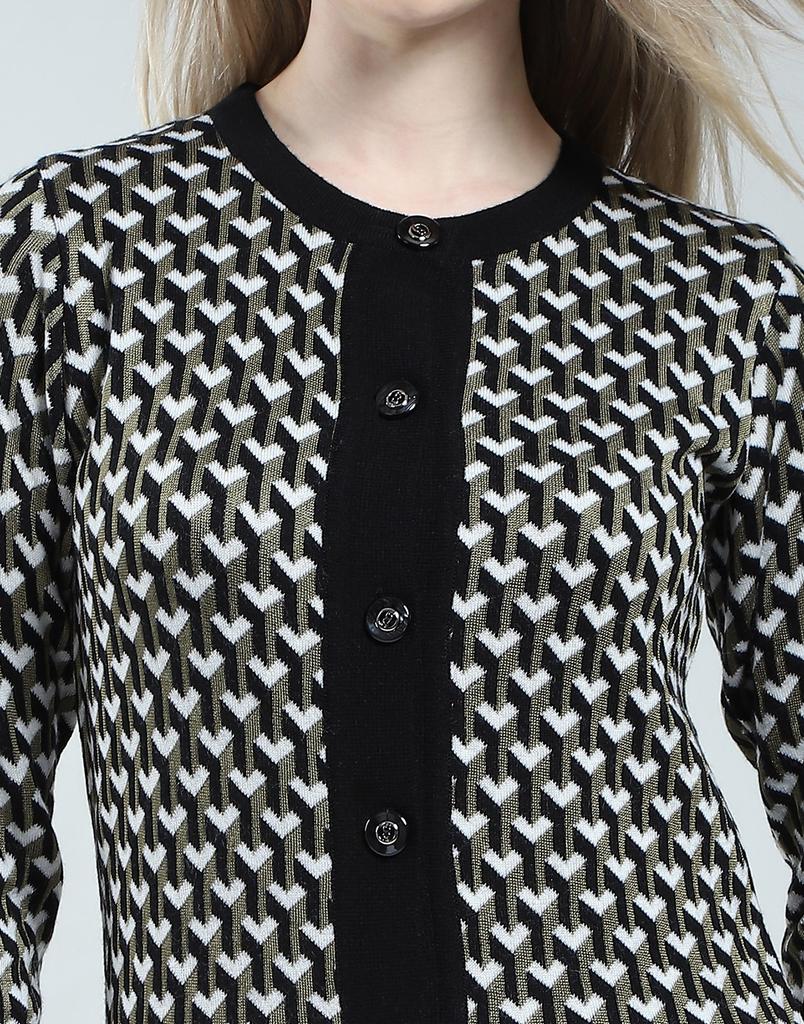 MONTE CARLO Women Woolen Full Sleeve Button Closure Regular Fit Cardigan