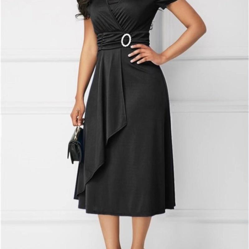 European Style Fashion Elegant V-Neck Maxi Dress 2XL