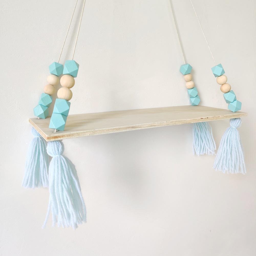 Nordischer Stil Macaron Achteckige Perle Fransen Regal Wandbehang Kinderzimmer Kreative Heimdekoration Brett