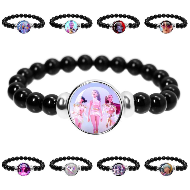 Kpop Demon Hunters Handmade Glass Beaded Bracelet Huntr-X Rumi Zoey Mira Bangles Unisex Jewelry Accessories Fans Gift