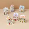 6pcs Rural House Resin Craft Kit, Hand Colored Creative Resin Crafts