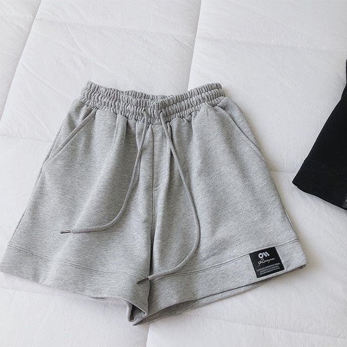 

Женские спортивные шорты с высокой талией свободного кроя 2025 - Корейские повседневные шорты для бега M серый
