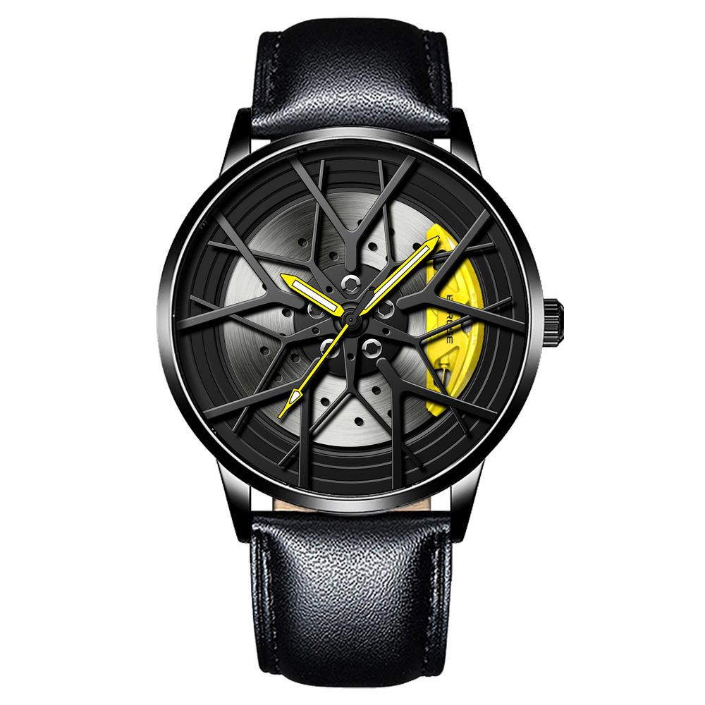 Boruse Trendy Locomotive Wheel Hub Watch Men'S Automatic Waterproof Luminous Quartz Watch