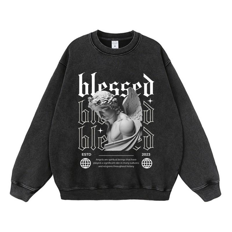 Unisex Oversized Cotton Hoodie With Vintage Print - Loose Fit Streetwear Sweatshirt Men Women