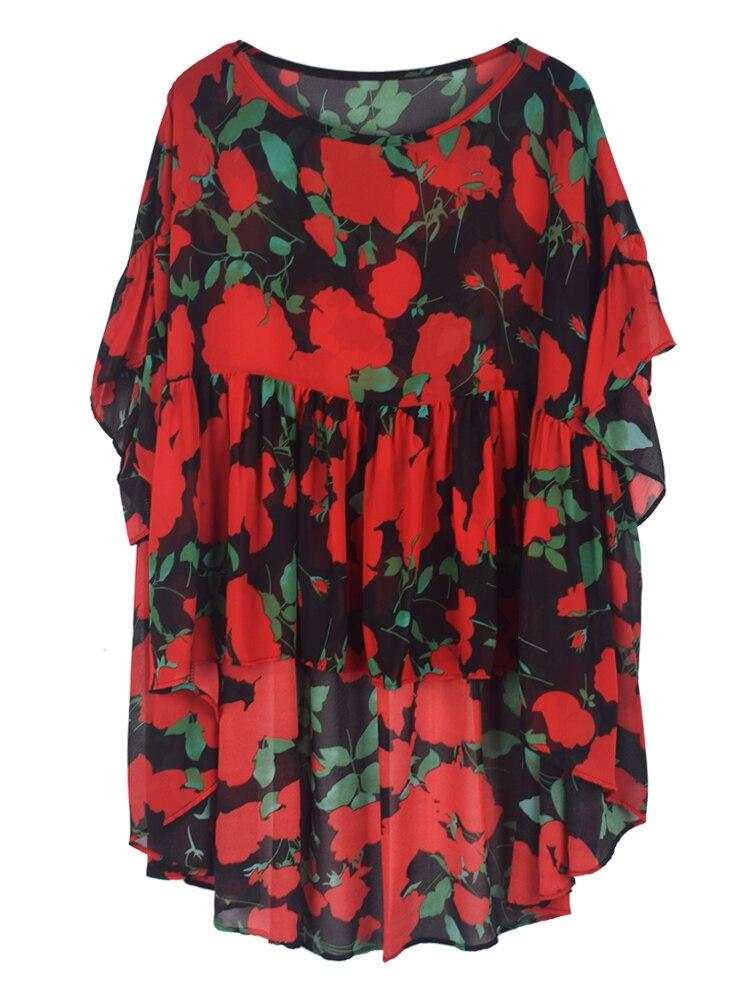 Xitao Loose Fashion Women Chiffon Print Shirt Top GJ0024