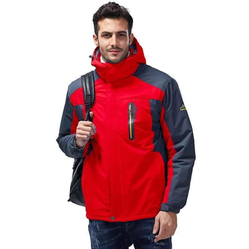 Men's Mountain Jacket Waterproof Fleece Liner Snow Coat Warm Winter Windproof Hooded Raincoat