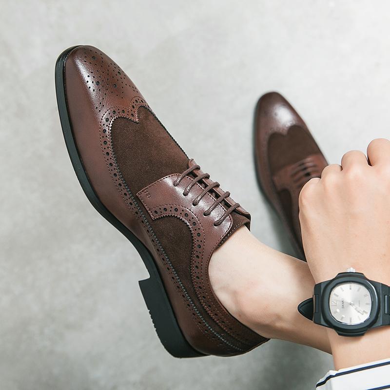 Men’s Derby Retro Leather Brogue Dress Shoes Formal Office Business Shoes Tuxedo Wedding Blazers Saddle Shoes Plus Size