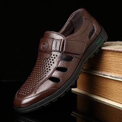 Scarpe in pelle scarpe da uomo sandali in pelle estivi traforati traspiranti scarpe eleganti da uomo versione coreana alla moda scarpe casual nere