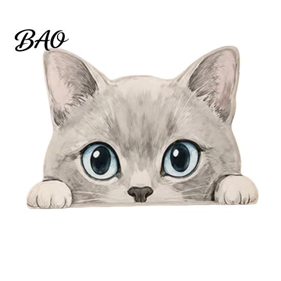 Healing Style Desktop Ornaments Cute Cat Shelf Sitter Ornament, Wooden Peeking Kitten Figurine, Playful Decor 2D Flat Decorative Statue for