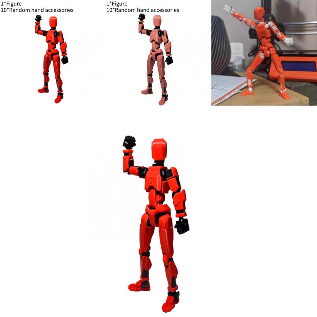 Lucky 13 Vollbewegliche Puppe 3D-gedruckt 3. Generation Dummy-Spielzeug mit 4 Waffen 3 Handtypen Rot Schwarz