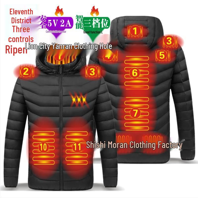 Dual-Control Hooded Heated Jacket with Three-Speed Intelligent Temperature Heating