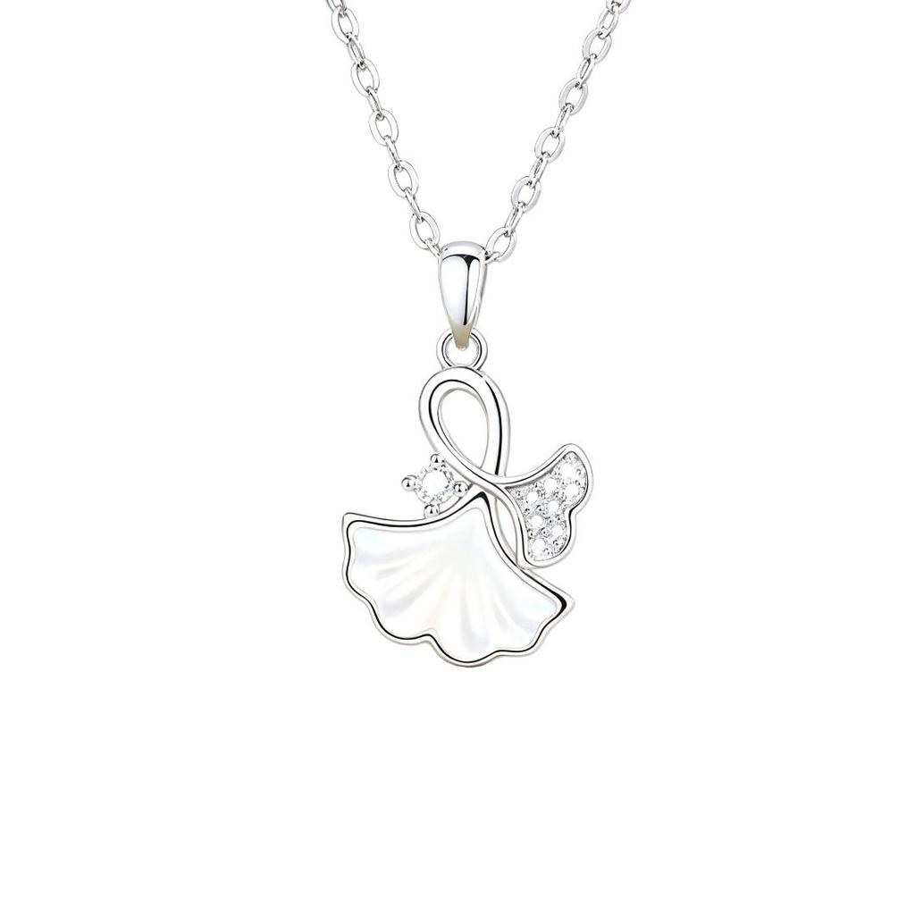 Ginkgo Leaf Silver Necklace, Pendant Necklace