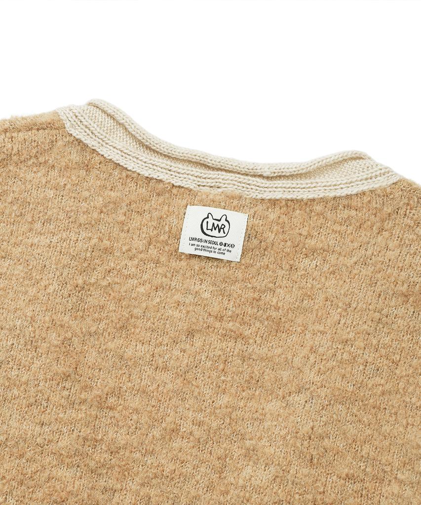 LMR Contrast Point Boucle Cardigan Beige