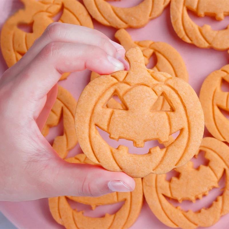 13Pcs/Set Halloween Cookie Cutters Fondant Cake DIY Pumpkin Face Biscuit Embosser Stamp Cookie Mold Halloween Baking Pastry Tool