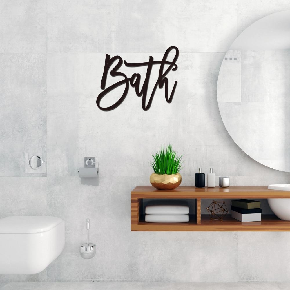 Bath Metal Word Wall Decor Stylish Bath Sign Powder Room & Bathroom Decor Modern Farmhouse Design Elegant Restroom Wall