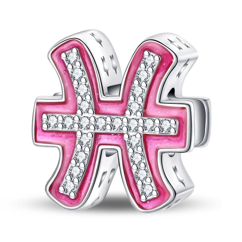 

Pandach Медные Шармы 12 Созвездий Розовая Принцесса Подходят для Оригинальных Браслетов 3 мм Изысканные DIY Подарок на День Рождения Ювелирные Изделия