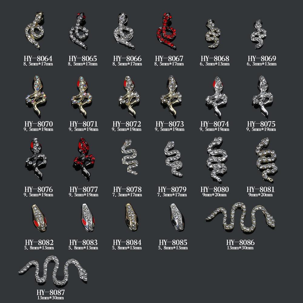 Shiny Rhinestone Snake-Shaped 3D Nail Art Accessories