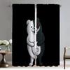 Kuchyňské závěsy do obývacího pokoje Závěs Danganronpa - Monokuma Halloweenská dekorace Dělící závěs Interiérové závěsy 2 kusy