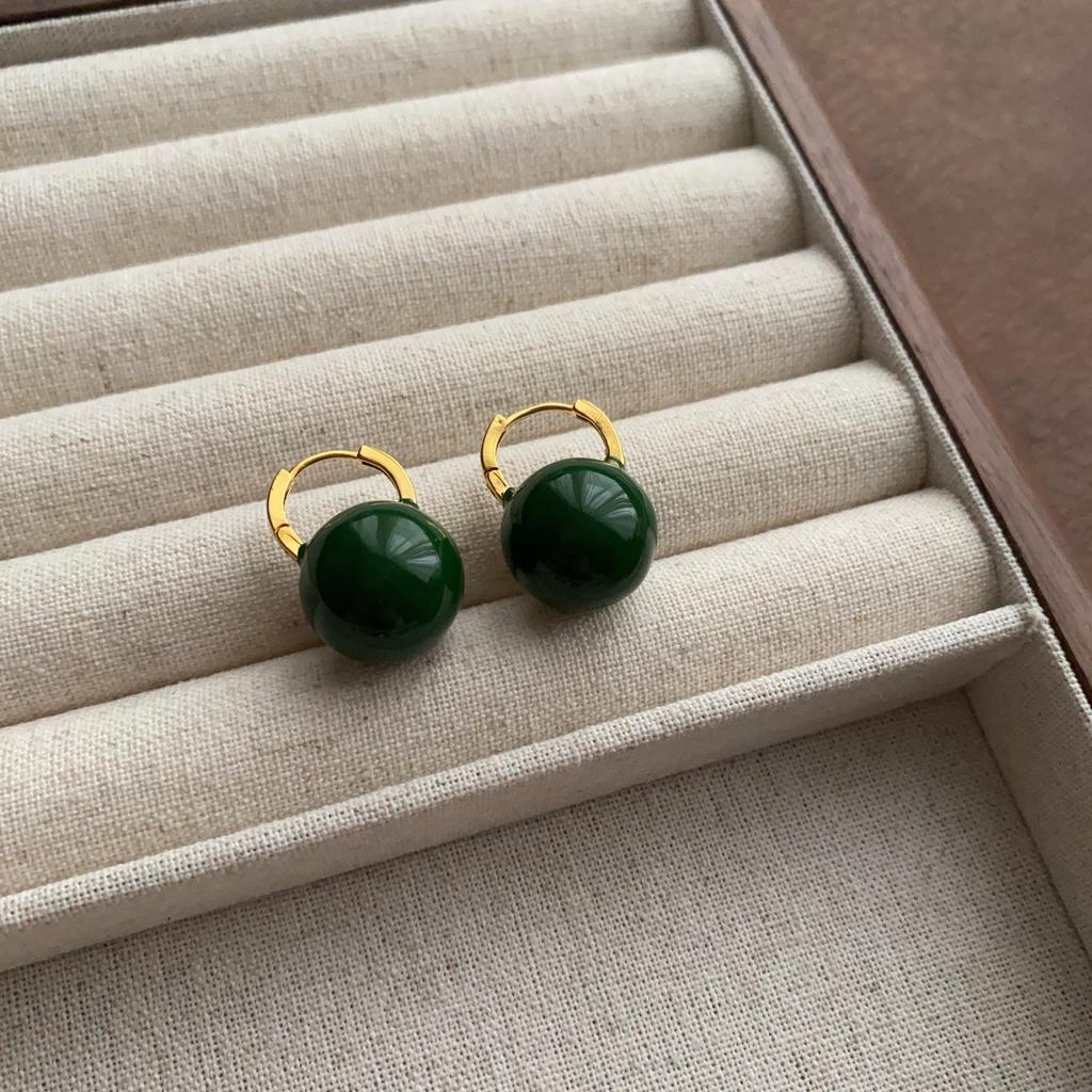 Classic retro geometric enamel glazed earrings simple low-key earrings high-end exquisite earrings