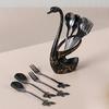 Rustproof Stainless Steel Ice Creams Spoon And Cocktails Fork Pack With Elegant Cygnet Stand Base For Gift