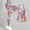 Retro Bedrucktes Yoga-Outfit für Damen Mode Workout Leggings Fitness Sport Freizeit Yoga Set Sportanzug