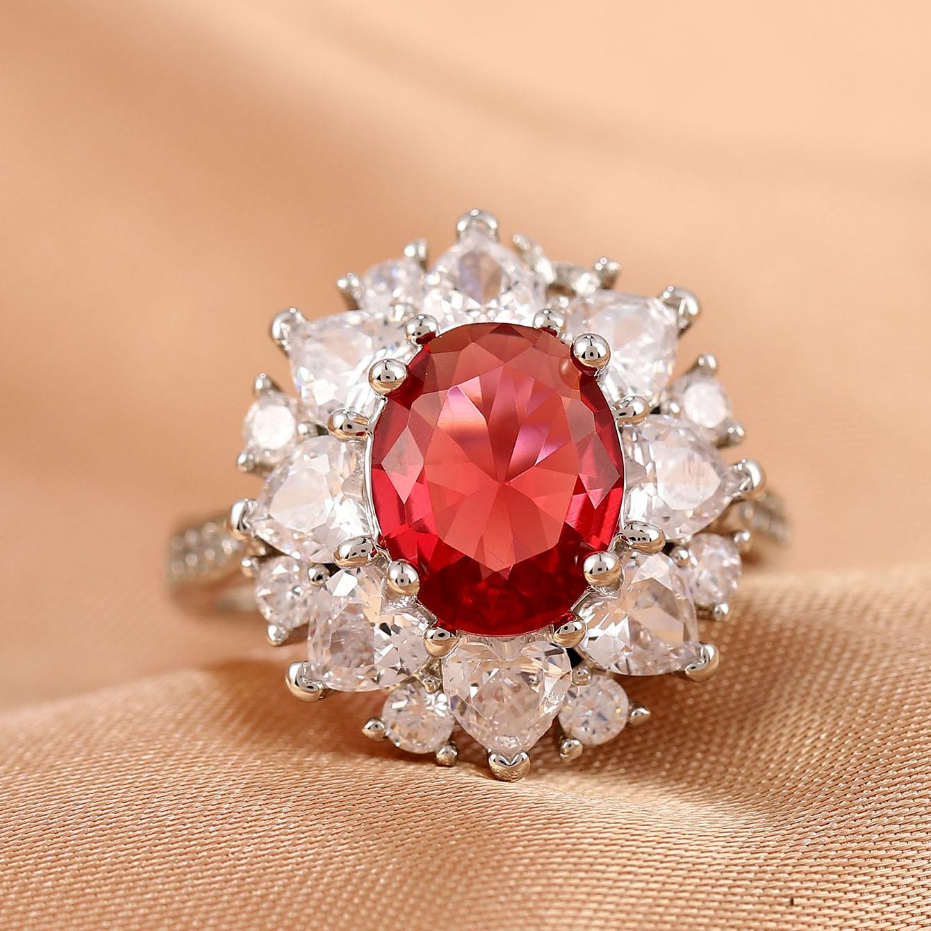 

1 шт. роскошные кольца невесты с рубином для женщин, пар, великолепные ювелирные аксессуары для свадебной вечеринки 17cm серебряный