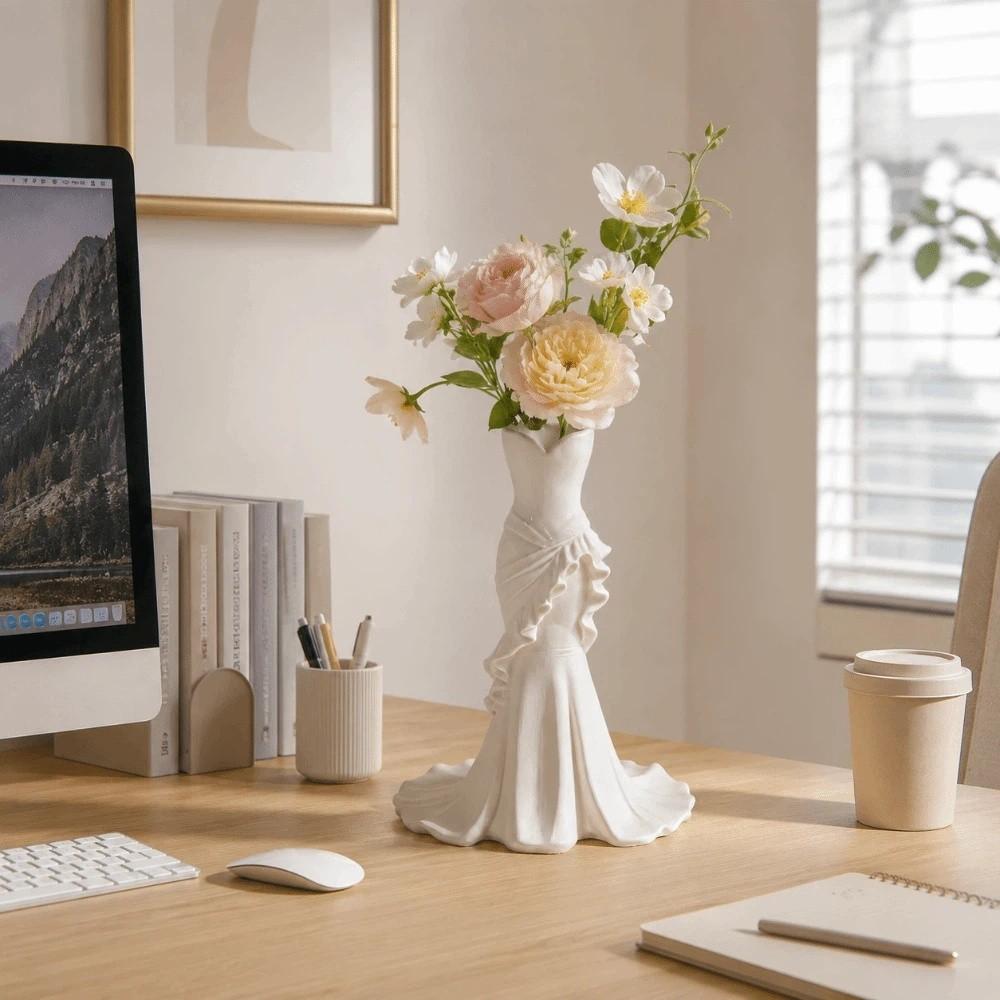 Dress Shape Flower Vase 3D Printed Pencil Holder Creative Desktop Ornaments Office