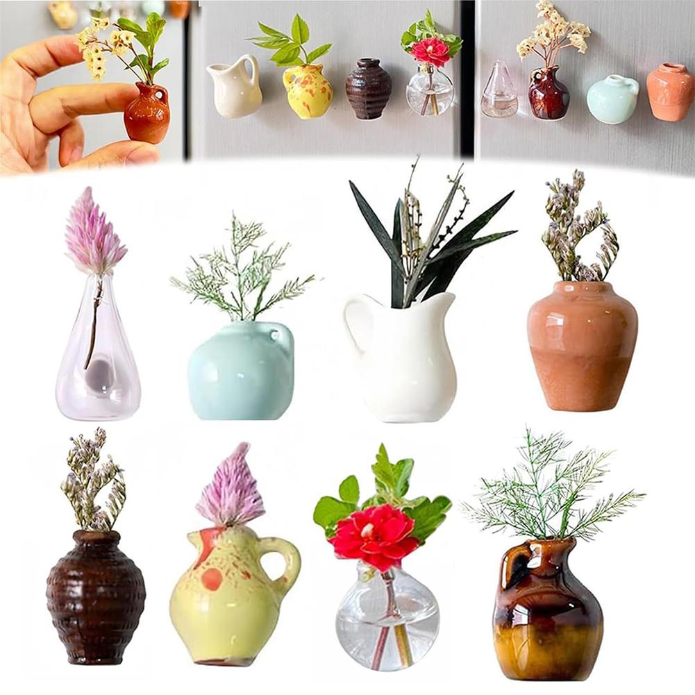 Cute Plant Fridge Magnets Tiny 3D Plant Vase Flower Vase Refrigerator Magnets for Refrigerator Decoration Kitchen Office
