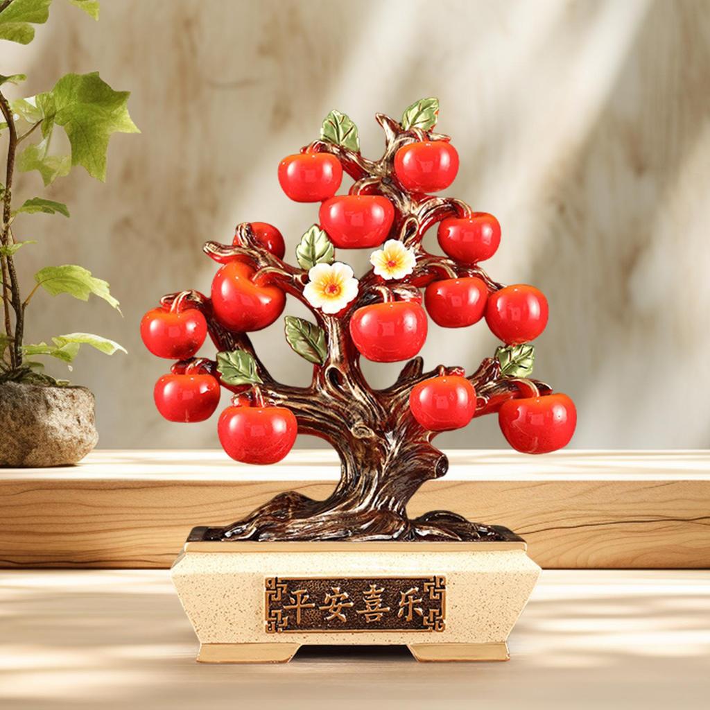 Persimmon Statue Feng Shui Figurine Sculpture Ornament Centerpiece Resin Blessing Decor Handmade
