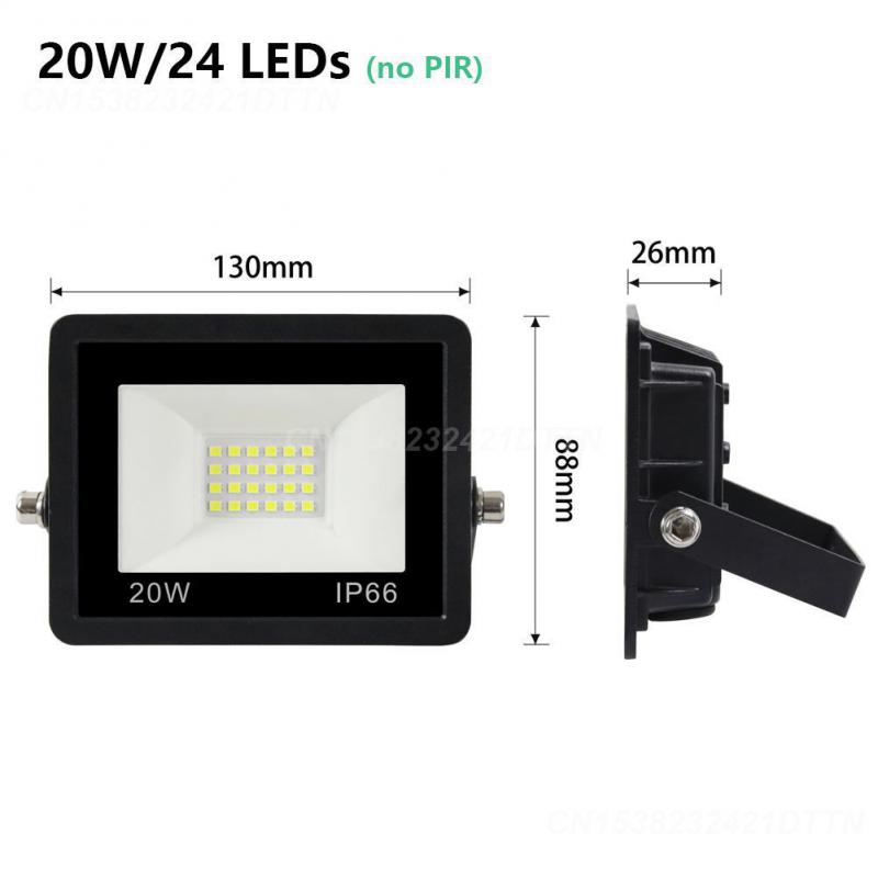 Floodlight 220v White Led Pir Motion Sensor 10w / 20w / 30w / 50w / 100w Durable For Outdoors Wall Hot Garden Spotlight 2024