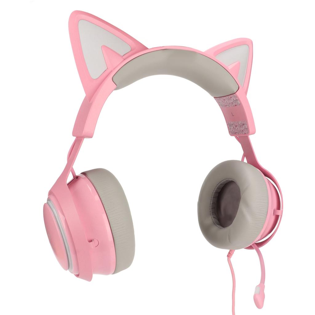 Słuchawki Gamingowe Słuchawki z Kocimi Uszami 3 Efekty Dźwiękowe Ergonomiczne z Mikrofonem dla Dzieci Dorosłych