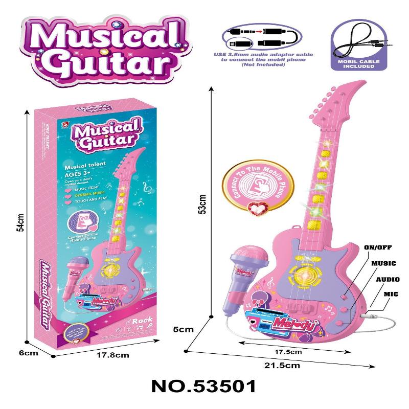 Gold Toy Kids Cartoon Music Microphone With Stand Can Connect With Mp3,Real Echo Sounds Toys Gift