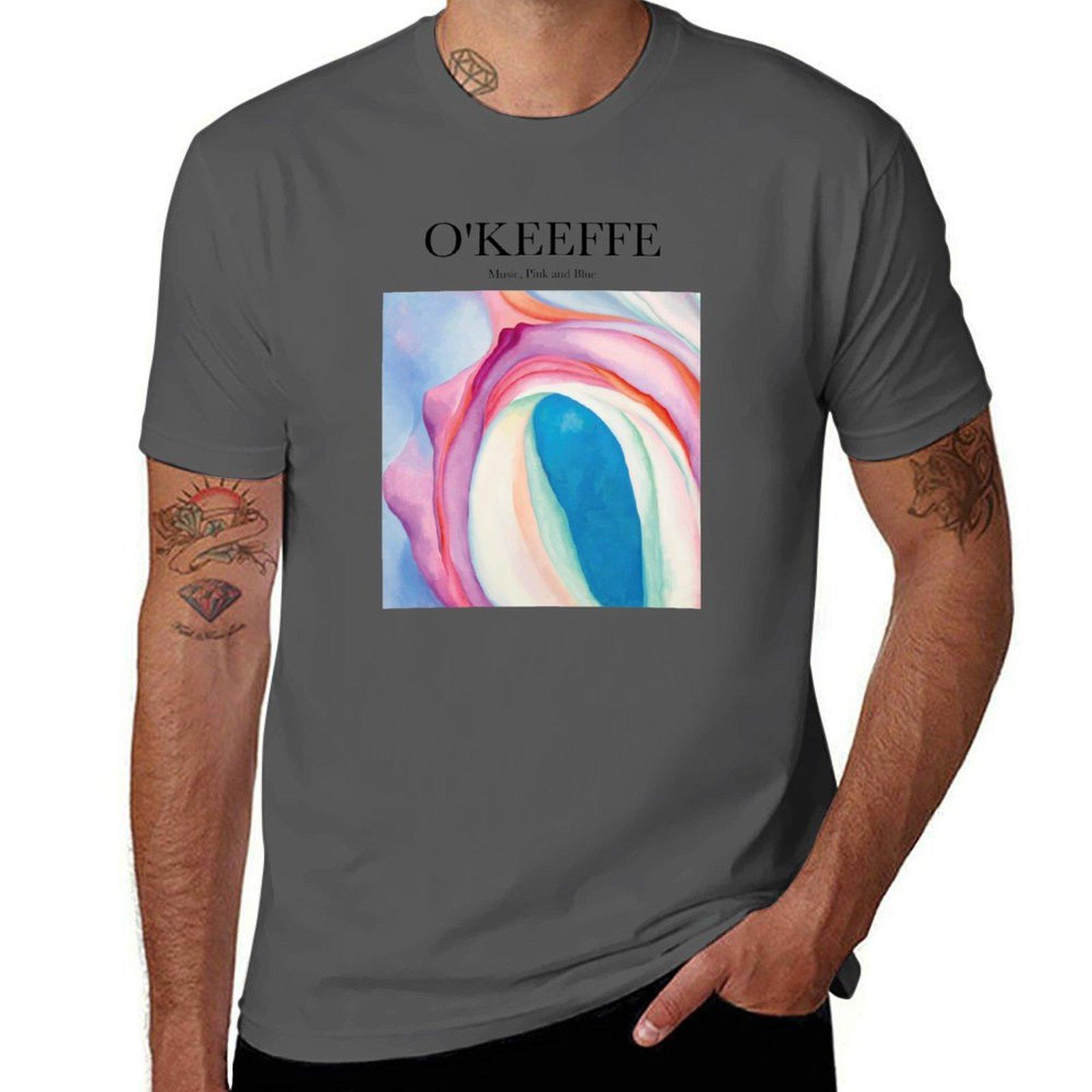 

O Keeffe - Музыка, Розовый и Синий Футболка футболки для мужчины хлопок смешные футболки для мужчины футболки с принтом Футболка 4XL
