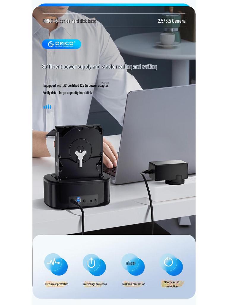 ORICO 6228US3 USB 3.0 External SATA Hard Drive Enclosure for 2.5/3.5-inch Disks