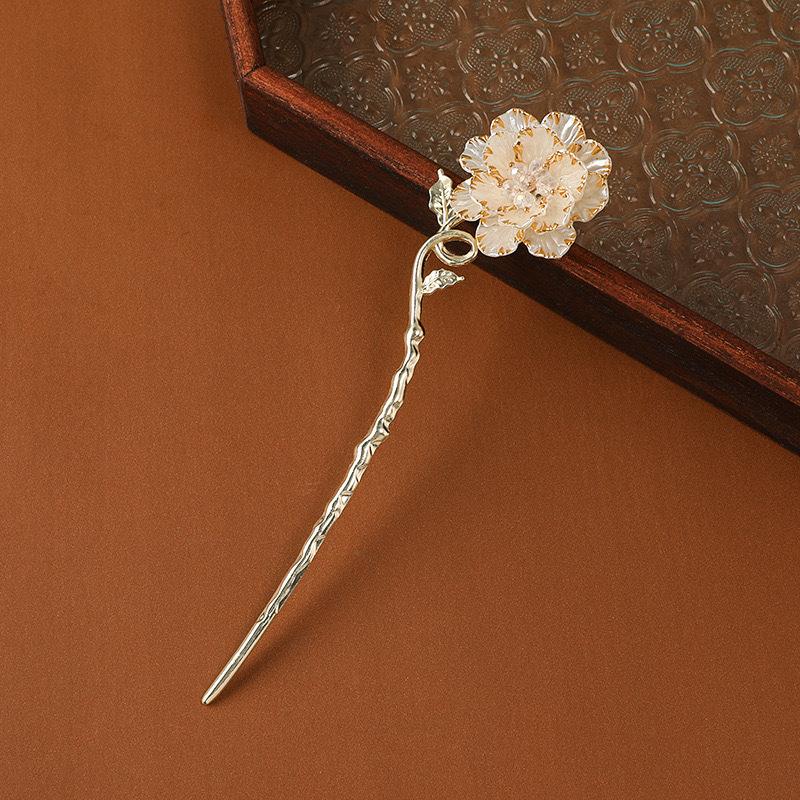 Colorful Peony Hairpin Enamel New Chinese Ancient Style Delicate Hair Stick High End Elegant Hair Accessories Women s Jewelry белый
