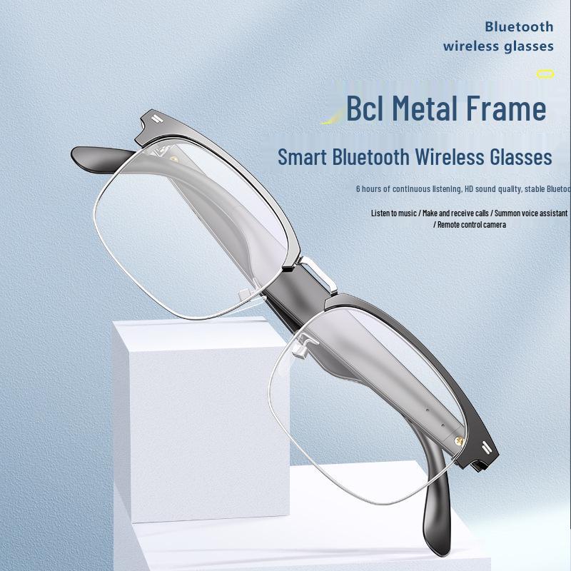 AI Smart Bluetooth Glasses: Gold Open-Ear, Anti-Blue Light, Translation, Calls, Music
