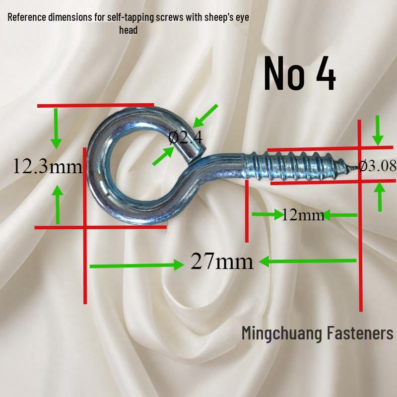 Blue & White Zinc-Plated Hardware Pendant with Eye Screws - Self-Tapping, Pointed Head, Wood Grain Wind Hook for Lamps, New Chinese Style.