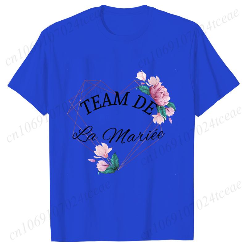 French Team Bride Squad T-shirt Flower Graphic Bridal Shower Wedding Tops Women Bachelorette EVJF Party Blouses Bridesmaid Tees
