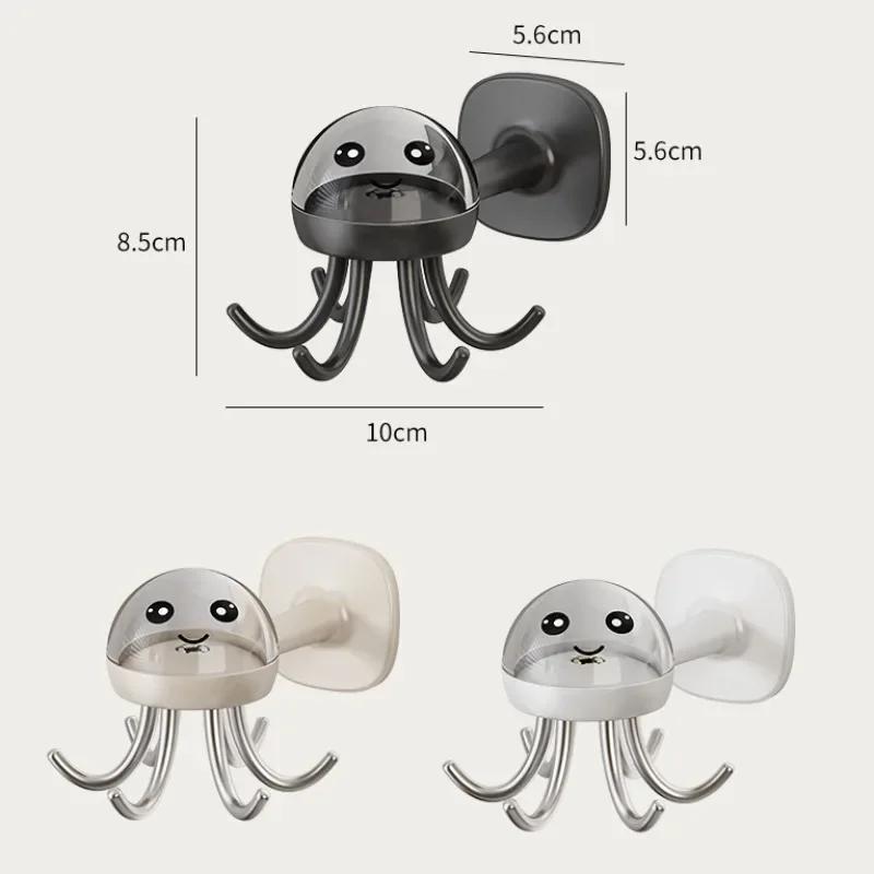 Multifunctional Six Claw Rotating Hook Rack for Kitchen Storage 360 Degree Seamless Hook, Household Non Punching Adhesive Hook