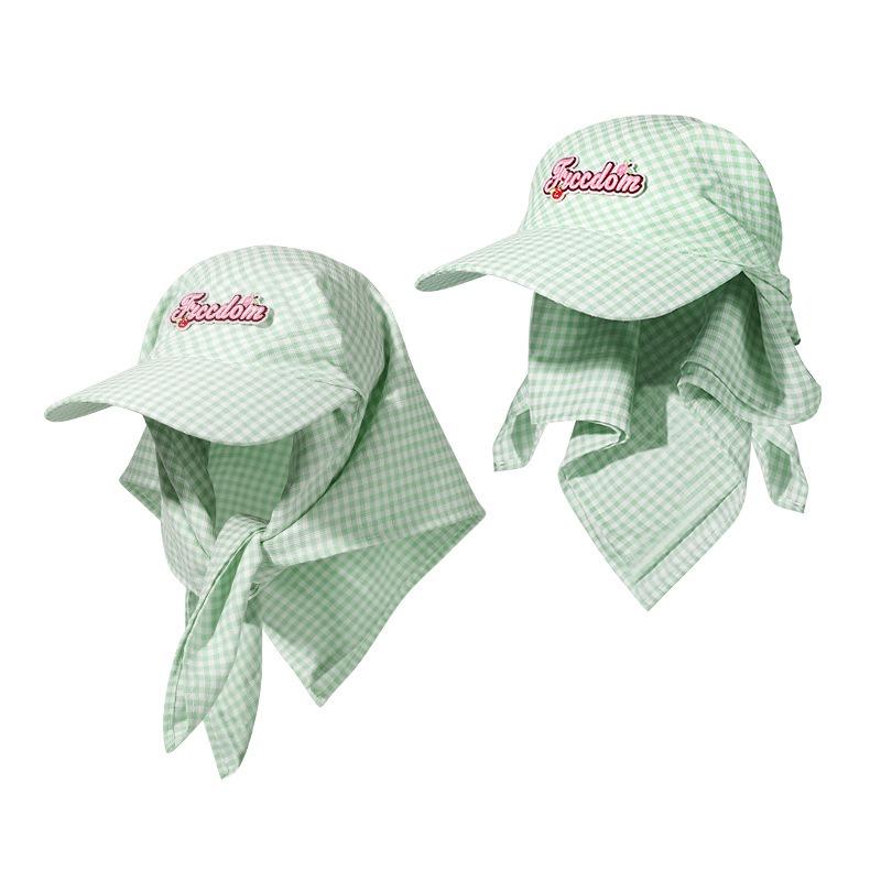 Personalized checkered headscarf hat niche spring and summer light and thin sunscreen cap hip hop street fashion embroidery baseball cap