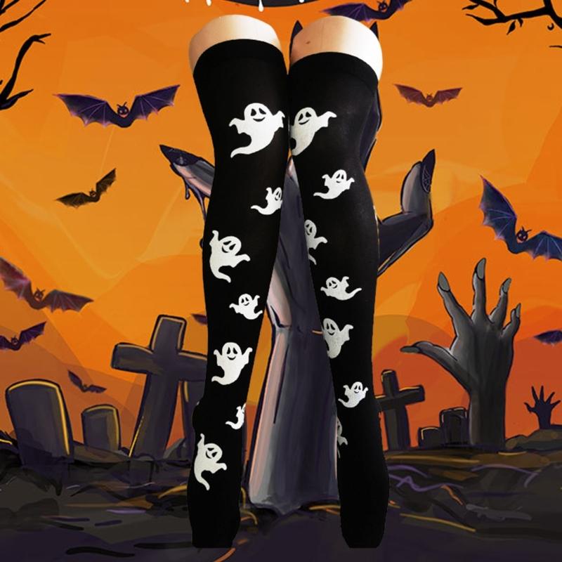1 Pair Halloween Stockings Thigh High Long Stockings Over Knee Socks Bat Socks Cosplay Festival Stockings for Women Girl