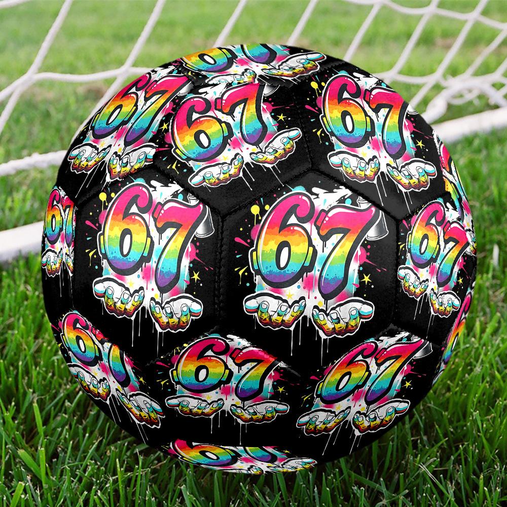 1pc Graffiti Art Theme Soccer Ball Football, Size 5, Lightweight PVC, Outdoor Training Soccer Ball,Gift C6555