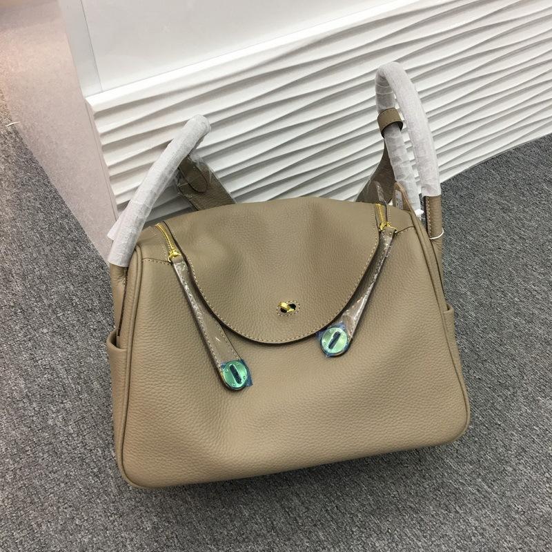 2026 New Genuine Leather Women's Bag Top Layer Cowhide Togo 30cm Lindi Crossbody Medicine Cross-border