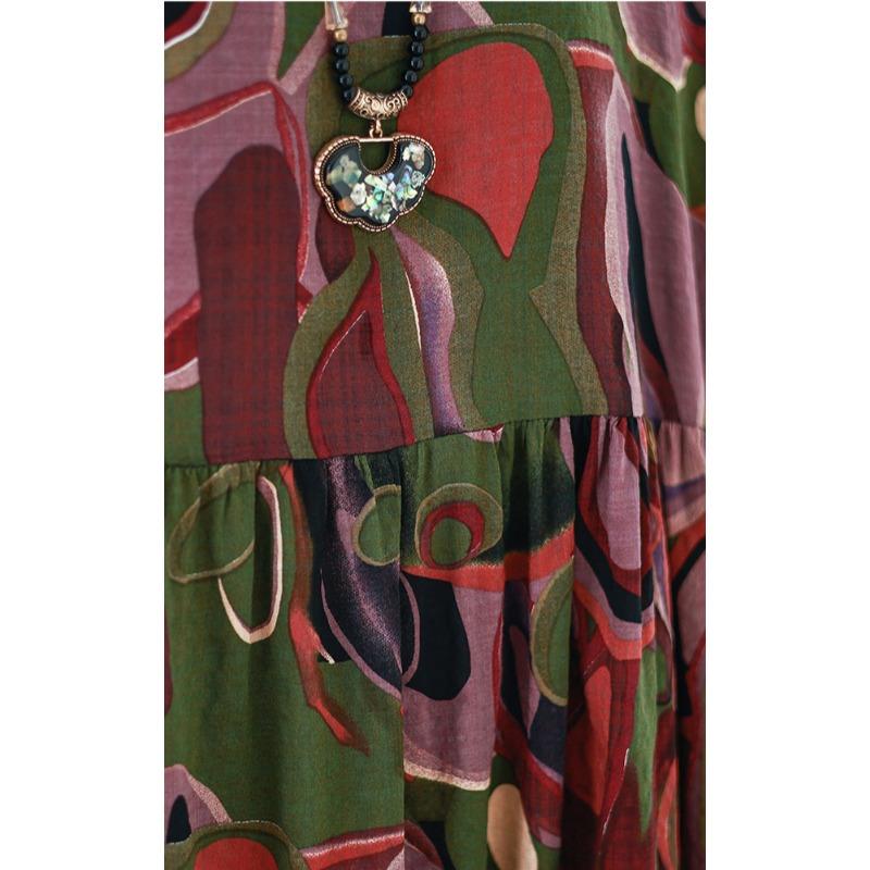 Dimanaf 2025 Spring Women Plus Size Holiday Loose Dress Vintage Basic Pleated Long Dress Casual Dress Maxi