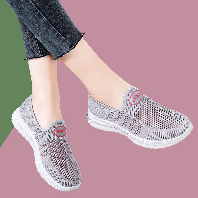 summer new mesh hollow breathable casual women's shoes soft sole one pedal women's shoes old Beijing mother shoes