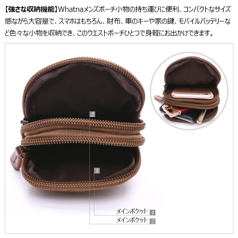 Whatna Canvas and Leather Mini Second Bag for Men and Belt Hiking Coin Canvas and Carabiner Mini Waist Bag with Mini Bag for Men and 8697 Women, 3-Way