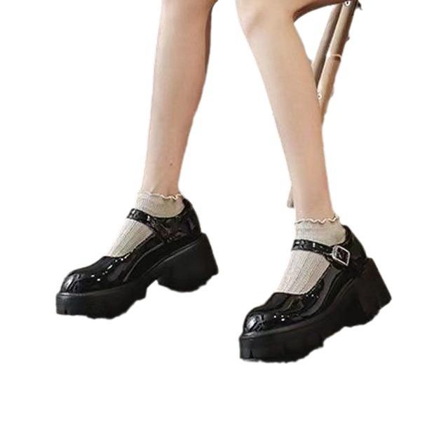 Maillard's new Japanese versatile women's platform JK uniform shoes, muffin and small leather shoes