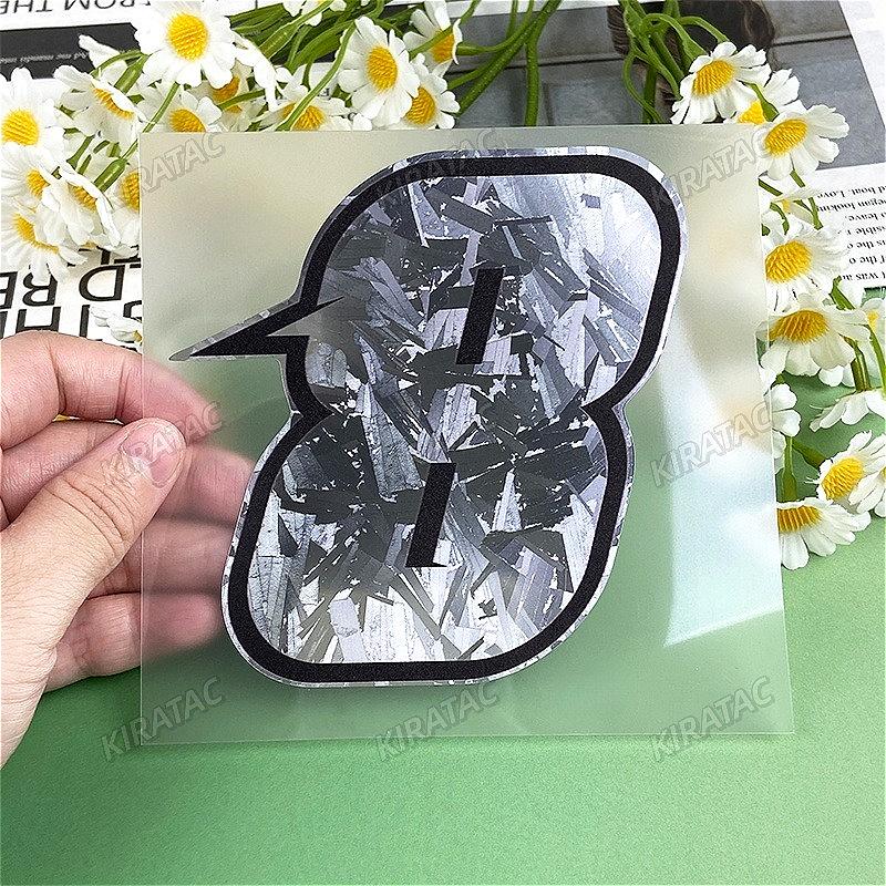 1PC Silver Carbon Fiber Arabic Numerals Motorcycle Stickers Waterproof Vinyl Decals for BMW KTM YAMAHA Kawasaki Suzuki Honda
